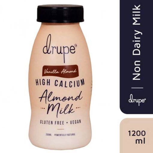 Drupe Vanilla Almond Milk |organic | Lactose Free Vegan | Pack Of 6, 200ml Each