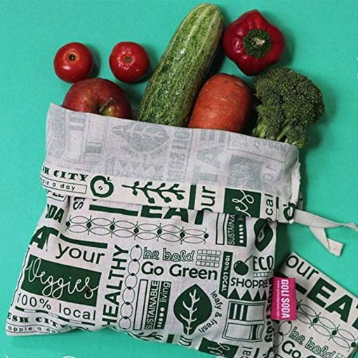 Goli Soda Go Green Reusable Cotton Vegetable Bag - Big (pack Of 6 )