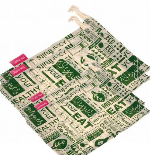 Goli Soda Go Green Reusable Cotton Vegetable Bag Combo - 2 Small + 2 Big (pack Of 4)