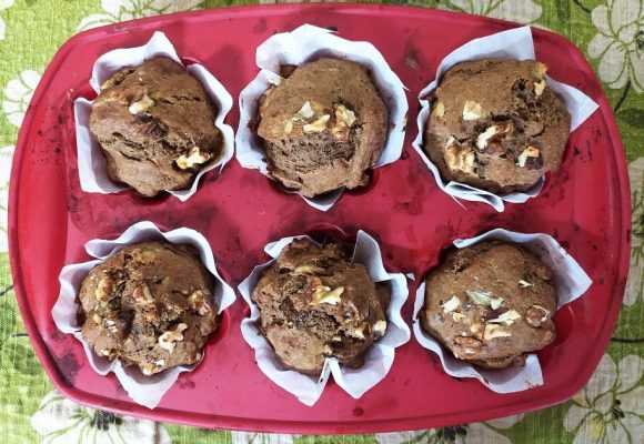 Whole Wheat Banana Walnut Chocolate Muffins