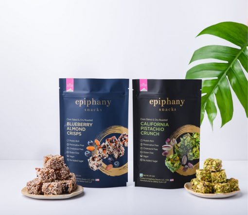 Epiphany Snacks Value Pack Of 2 - Blueberry Almond Crisps + California Pistachio Crunch (2 X 85 Gm)