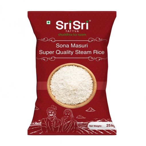 Sri Sri Tattva Sona Masuri Super Quality Steam Rice, 25kg