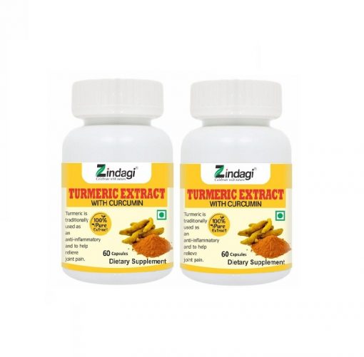 Zindagi Turmeric Extract Capsules With Curcumin Powerful Antioxidant 60 Capsules (pack Of 2) (copy)