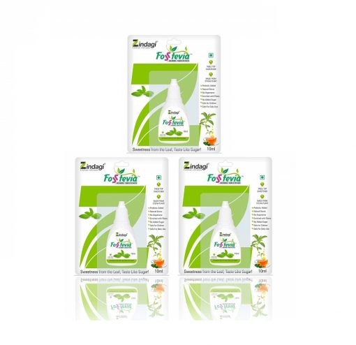 Zindagi Fosstevia Liquid Natural Stevia Liquid Drops - Sugar Free - 200 Servings (pack Of 3)