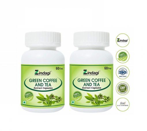 Zindagi Green Coffee & Tea Capsules - Natural Green Coffee & Green Tea Extract For Weight Loss (pack Of 2)