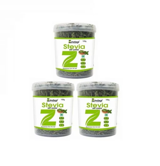 Zindagi Dry Stevia Leaf (madhu Tulsi) Herbal Stevia Sugar - Natural Sugar-free Sweetener - 100g (pack Of 3)