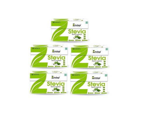 Zindagi Stevia Sachets - Pure Stevia Sugar Extract - Sugar-free Sweetener - 50gm (pack Of 5)