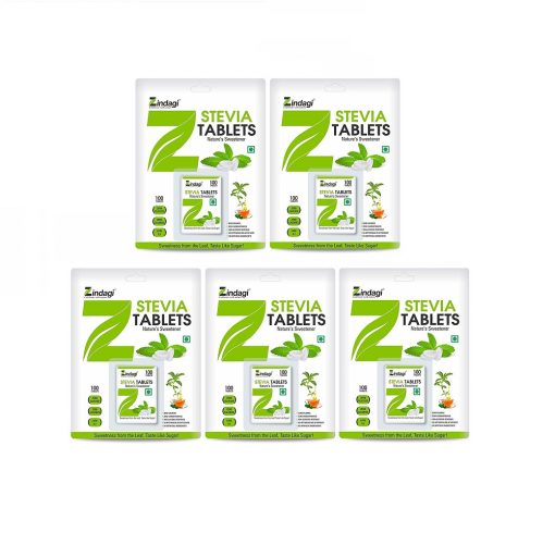 Zindagi Stevia Tablets - Stevia Sugar-free Tablets - Zero Calorie Stevia Sweetener 100tab (pack Of 5)