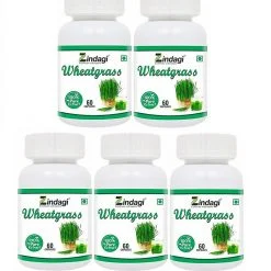 Zindagi Wheatgrass Extract Capsules - Natural Immunity Booster - For Healthy Body - 60 Capsules (pack Of 5)