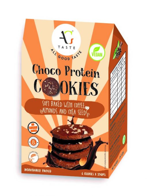 Ag Taste Vegan & Gluten Free Protein Cookies (150gm) - Chocolate Coffee Almond - Pack Of 6