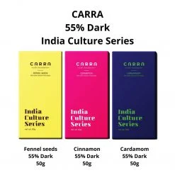 Carra 55% Dark | India Culture Series | Pack Of 3 : Fennel Seeds, Cinnamon, Cardamom ; 150g