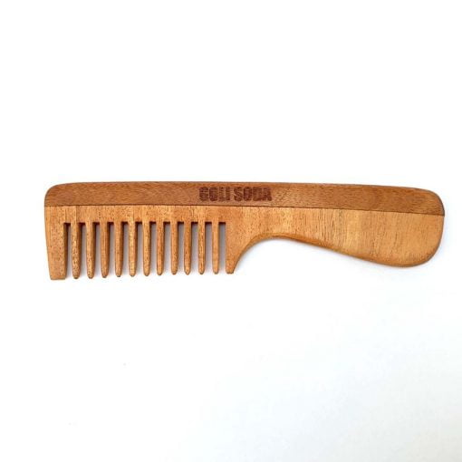 Goli Soda Neem Wood Comb - Wide Tooth With Handle