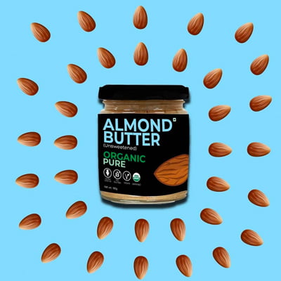 D-alive Honestly Organic Organic Almond Butter (unsweetened) (sugar-free, Usda Organic, Gluten-free, Low Carb, Ultra Low Gi, Vegan, Diabetes & Keto Friendly) - 180g