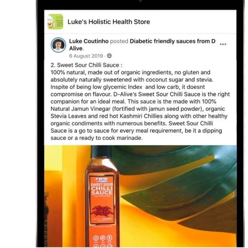 D-alive Honestly Organic Sweet Sour Chilli Sauce (made With Organic Ingredients, Sugar-free, Gluten-free, Low Carb, Ultra Low Gi, Vegan, Diabetes & Keto Friendly) - 300g