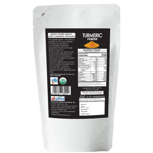 D-alive Honestly Organic Turmeric Powder - 150g - (pack Of 2)