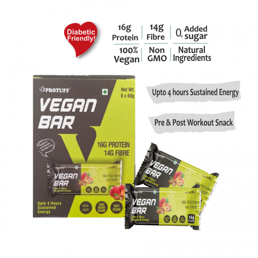 Protuff Vegan Bar _box Of 6 Bars X 60g Each (360g)