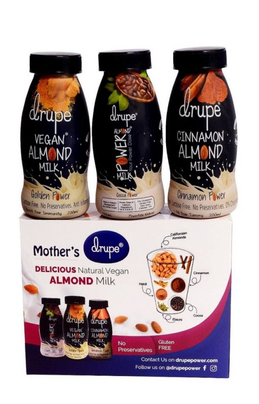 Drupe Organic Vegan Fresh Assorted Pack Of Almond Milk Drink - Pack Of 3 (600 Ml)
