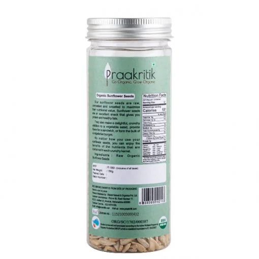 Organic Sunflower Seeds Raw | 150 G | Praakritik