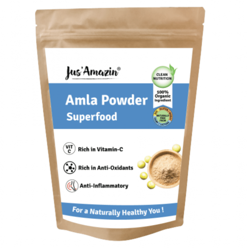 Jus' Amazin Organic Amla Powder (250g) | Single Ingredients - 100% Organic Amla Powder | Clean Nutrition | Superfood | Rich In Vitamin C & Anti-oxidants