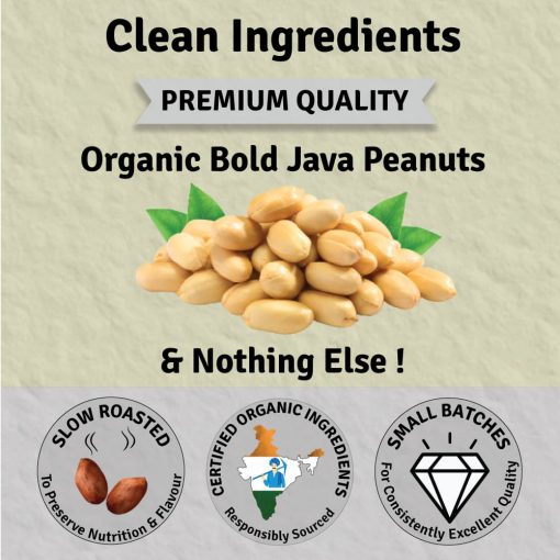 Jus' Amazin Crunchy Organic Peanut Butter - Unsweetened (200g) | 28% Protein | Clean Nutrition | Single Ingredient - 100% Organic Peanuts | Zero Additives | Vegan & Dairy Free
