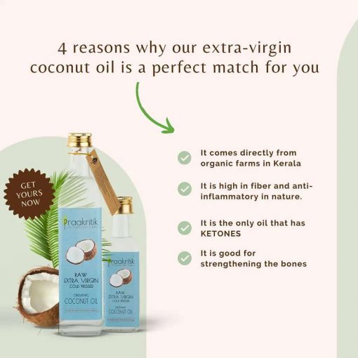 Organic Cold Pressed Coconut Oil Extra Virgin | 100 Ml | Praakritik