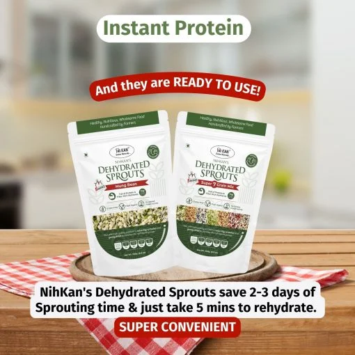Nihkan Dehydrated Sprouts Mung Beans - 250 Gm Each (pack Of 2)
