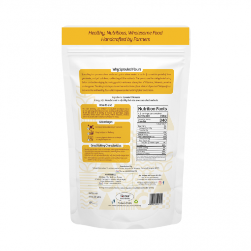 Nihkan Sprouted Flour - Chickpea Flour - Great For Instant Hummus & Cheelas - 454 Gm