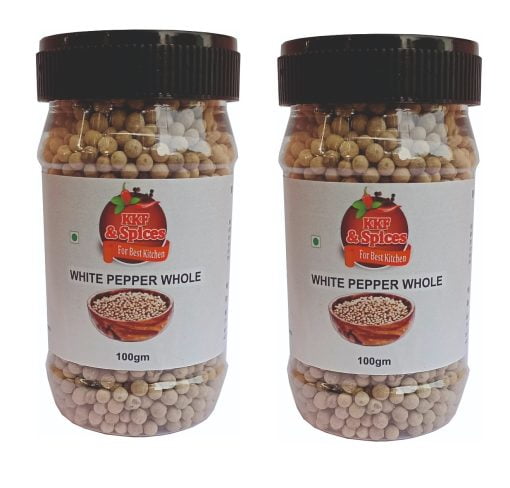Kkf & Spices Kkf And Spices White Pepper Whole ( Safed Mirch Sabut Pack Of Two ) 100 Gm Jar