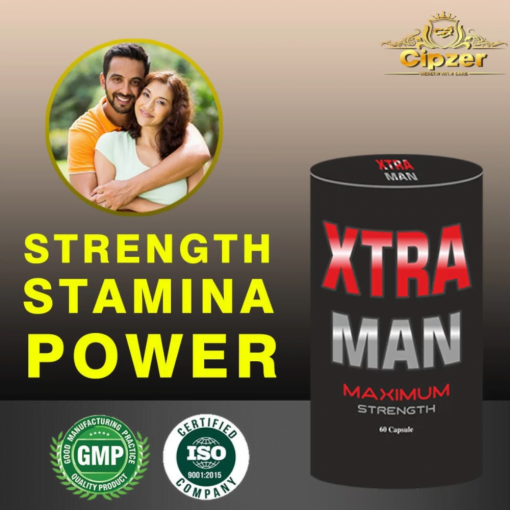 Cipzer Herbals Xtra Man Capsules (60 Caps) - For Boosting Stamina & Power Male Strength Penis Size Enlargement, Improves Energy Level, Stamina & Strength, Natural Testosterone Booster, 2x Increased Physical Performance, 100% Original & Organic, For Sexual Health, Sexual Wellness, Sex Booster Ayurvedic Suppliment For Increases Mens Power, Sex Power, Sex Power Medicine, Sex Timing, Sexual Medicine, Sex Power Badane Ki Dawa, Ling Ki Dawa, Sexual Wellness Capsule, Long Lasting Erection For Men