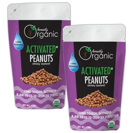 D-alive Honestly Organic Activated Organic Peanut's - Mildly Salted (usda Organic, Long Soaked & Air Dried To Crunchy Perfection) - 150g (pack Of 2)