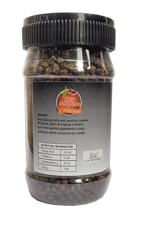 Kkf & Spices Black Pepper Whole ( Kali Mirch Sabut Pack Of One ) 100 Gm Jar
