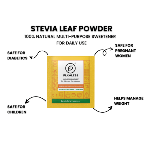 Flawless 100% Sugar Free Natural Stevia Powder | Zero Calories | Vegan | Keto & Diabetic Friendly | 100 Sachets (pack Of 2)