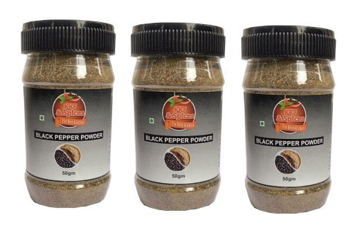 Kkf & Spices Black Pepper Powder ( Kali Mirch Pack Of Three ) 50 Gm Jar