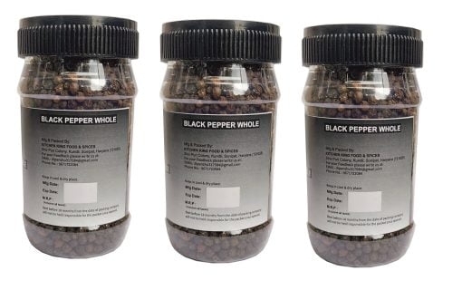 Kkf & Spices Black Pepper Whole ( Kali Mirch Sabut Pack Of Three ) 100 Gm Jar