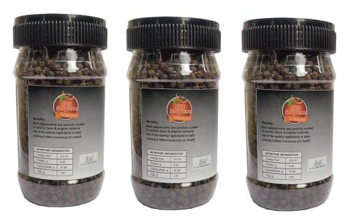 Kkf & Spices Black Pepper Whole ( Kali Mirch Sabut Pack Of Three ) 50 Gm Jar