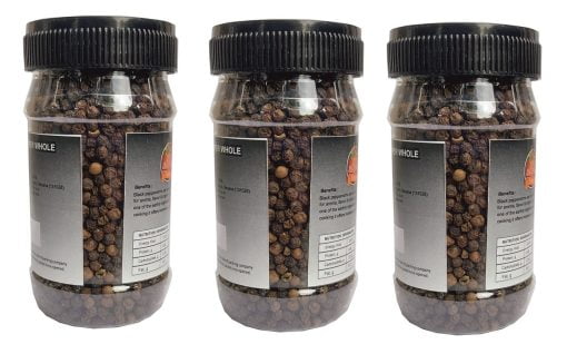 Kkf & Spices Black Pepper Whole ( Kali Mirch Sabut Pack Of Three ) 100 Gm Jar