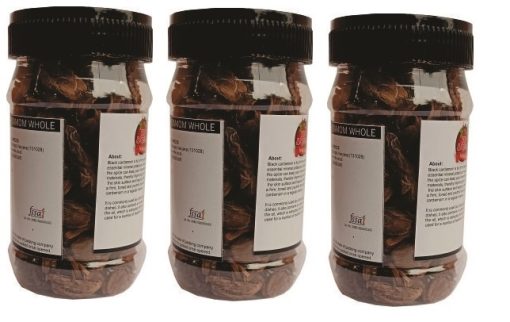 Kkf & Spices Black Cardamom Whole ( Kali Ilachi Pack Of Three) 50 Gm Jar