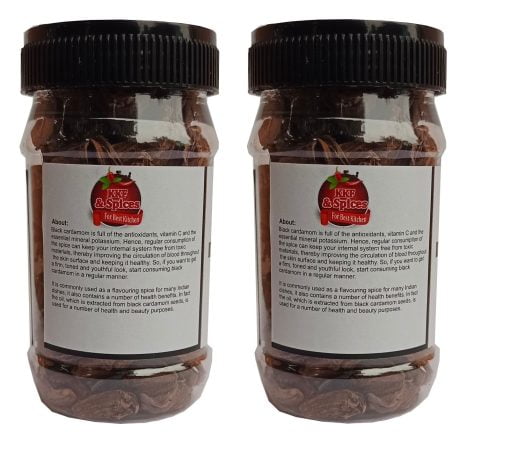 Kkf & Spices Black Cardamom Whole ( Kali Ilachi Pack Of Two) 100 Gm Jar