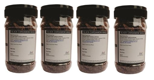 Kkf & Spices Black Cardamom Whole ( Kali Ilachi Pack Of Four) 100 Gm Jar