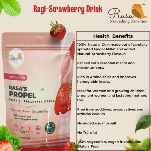 Rasa Health Foods Rasa's Propel - Sprouted Ragi Strawberry Flavoured Health Drink