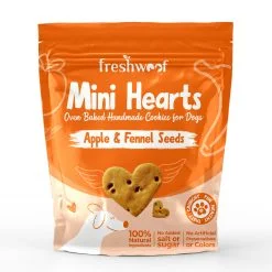 Apple & Fennel Seeds | Freshwoof Mini Hearts Handmade Cookies For Dogs (40-50 Heart-shaped Cookies)