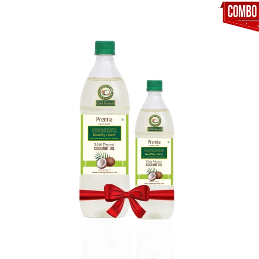 Healthy Fibres Cold Pressed Coconut Oil 1 & Coconut Oil 500ml Combo Pack 2