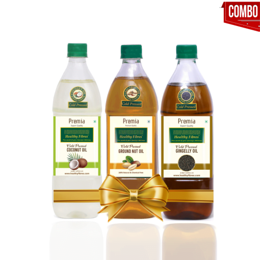 Healthy Fibres Cold Pressed Coconut Oil 1l, Groundnut Oil 1l L & Gingelly Oil 1l Combo Pack Of 3