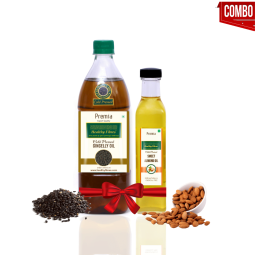 Healthy Fibres Cold Pressed Gingelly Oil 500ml & Almond Oil 250ml Combo Pack