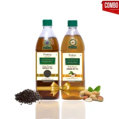 Healthy Fibres Cold Pressed Groundnut Oil 500 Ml & Gingelly Oil 500ml Combo Pack Of 2