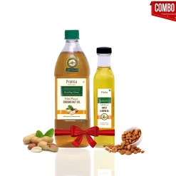 Healthy Fibres Cold Pressed Groundnut Oil 1l & Almond Oil 250ml Combo Pack 2