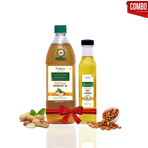 Healthy Fibres Cold Pressed Groundnut Oil 500ml & Almond Oil 250ml Combo Pack Of 2