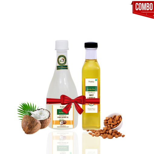 Healthy Fibres Cold Pressed Virgin Coconut Oil 500ml & Almond Oil 250ml Combo Pack Of 2