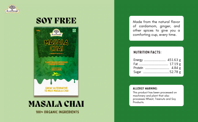 Plantmade Masala Chai | Premium Masala Tea | Chai Masala Powder For Tea | Tea Spice Powder | 100% Organic Ingredients | Refreshing | Immunity Booster With No Preservative