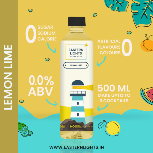 Eastern Lights Lemon & Lime Seltzer Water (Sparkling Water) | 500ml Each | 100% Natural Flavour | Zero Sugar & Zero Calories | No Aspartame or Stevia